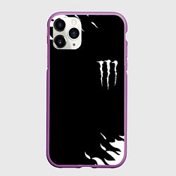 Чехол iPhone 11 Pro матовый Monster energy fire white, цвет: 3D-фиолетовый