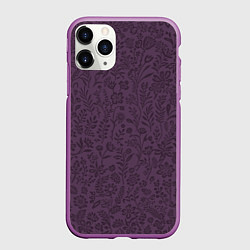 Чехол iPhone 11 Pro матовый Фиолетовый цветочный однотонный, цвет: 3D-фиолетовый