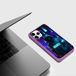 Чехол iPhone 11 Pro матовый Bones в стиле киберпанк, цвет: 3D-фиолетовый — фото 2