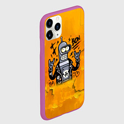 Чехол iPhone 11 Pro матовый Cool Bender - graffiti, цвет: 3D-фиолетовый — фото 2