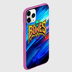 Чехол iPhone 11 Pro матовый Bones лого из краски, цвет: 3D-фиолетовый — фото 2