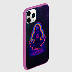 Чехол iPhone 11 Pro матовый Bones медитация в космосе, цвет: 3D-фиолетовый — фото 2