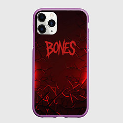 Чехол iPhone 11 Pro матовый Bones логотип красной краской