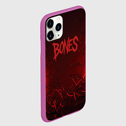 Чехол iPhone 11 Pro матовый Bones логотип красной краской, цвет: 3D-фиолетовый — фото 2