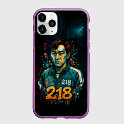 Чехол iPhone 11 Pro матовый Игра в кальмара игрок 218 граффити, цвет: 3D-фиолетовый