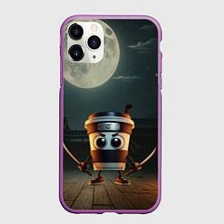 Чехол iPhone 11 Pro матовый Капучино Ассассино мем, цвет: 3D-фиолетовый