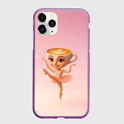 Чехол iPhone 11 Pro матовый Балерина капучино ии мем, цвет: 3D-фиолетовый