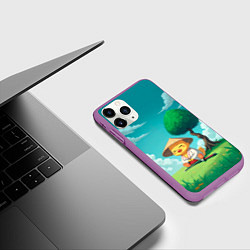 Чехол iPhone 11 Pro матовый Уточка в кимоно под миниатюрным деревом, цвет: 3D-фиолетовый — фото 2