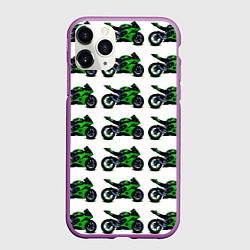 Чехол iPhone 11 Pro матовый Motorbike green, цвет: 3D-фиолетовый