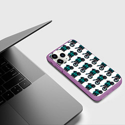 Чехол iPhone 11 Pro матовый Motorbike light blue, цвет: 3D-фиолетовый — фото 2
