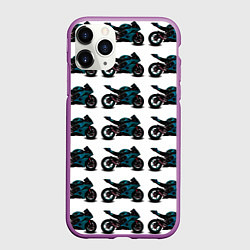 Чехол iPhone 11 Pro матовый Motorbike blue, цвет: 3D-фиолетовый