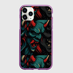 Чехол iPhone 11 Pro матовый Демоны Они - нейроарт, цвет: 3D-фиолетовый