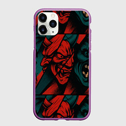 Чехол iPhone 11 Pro матовый Демоны Oni - нейроарт, цвет: 3D-фиолетовый