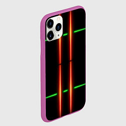 Чехол iPhone 11 Pro матовый Neon green black red line, цвет: 3D-фиолетовый — фото 2