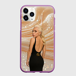 Чехол iPhone 11 Pro матовый Леди Гага в черном платье, цвет: 3D-фиолетовый