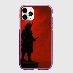 Чехол iPhone 11 Pro матовый Ghost of Tsushima - алый, цвет: 3D-фиолетовый