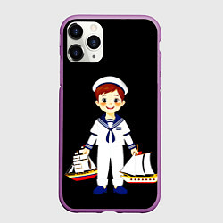 Чехол iPhone 11 Pro матовый Маленький морячок, цвет: 3D-фиолетовый
