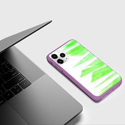 Чехол iPhone 11 Pro матовый Color white light green stripes, цвет: 3D-фиолетовый — фото 2