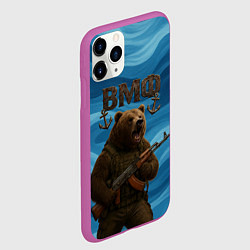 Чехол iPhone 11 Pro матовый ВМФ Медведь с АК-47, цвет: 3D-фиолетовый — фото 2