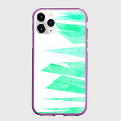 Чехол iPhone 11 Pro матовый Color white light blue strip, цвет: 3D-фиолетовый