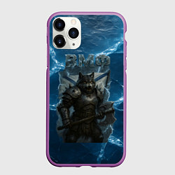 Чехол iPhone 11 Pro матовый ВМФ Волк на фоне льда, цвет: 3D-фиолетовый