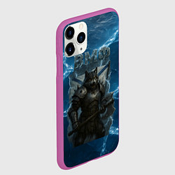 Чехол iPhone 11 Pro матовый ВМФ Волк на фоне льда, цвет: 3D-фиолетовый — фото 2