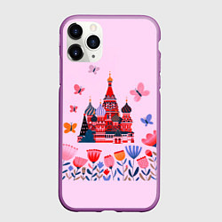 Чехол iPhone 11 Pro матовый Москва - собор, цвет: 3D-фиолетовый
