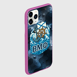 Чехол iPhone 11 Pro матовый Штурвал и якорь ВМФ, цвет: 3D-фиолетовый — фото 2