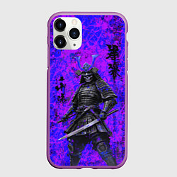 Чехол iPhone 11 Pro матовый Призрак самурай - неоновые краски, цвет: 3D-фиолетовый