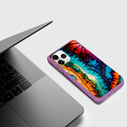 Чехол iPhone 11 Pro матовый Разноцветный узор, цвет: 3D-фиолетовый — фото 2