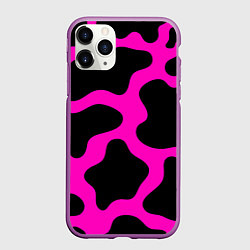Чехол iPhone 11 Pro матовый Розовая коровья расцветка, цвет: 3D-фиолетовый