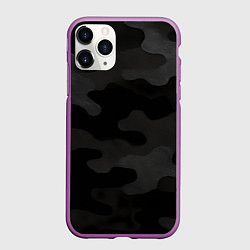 Чехол iPhone 11 Pro матовый Черно-серая текстура камуфляжа, цвет: 3D-фиолетовый