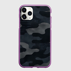 Чехол iPhone 11 Pro матовый Текстура - камуфляжная синяя ткань, цвет: 3D-фиолетовый