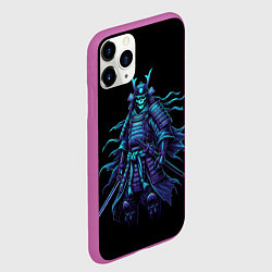 Чехол iPhone 11 Pro матовый Неоновый призрак самурай, цвет: 3D-фиолетовый — фото 2