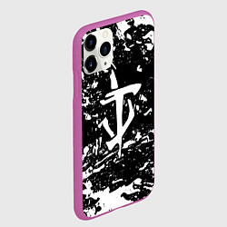 Чехол iPhone 11 Pro матовый Doom краски белые штрихи, цвет: 3D-фиолетовый — фото 2