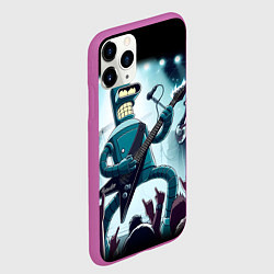 Чехол iPhone 11 Pro матовый Гитарист Бендер из рок группы Футурамы, цвет: 3D-фиолетовый — фото 2