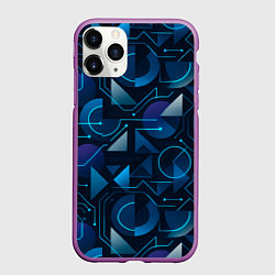 Чехол iPhone 11 Pro матовый Футуристическая сине-фиолетовая абстракция с хакер, цвет: 3D-фиолетовый