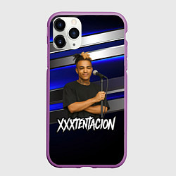 Чехол iPhone 11 Pro матовый XXXTentacion с микрофоном довольный, цвет: 3D-фиолетовый
