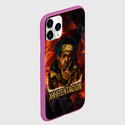 Чехол iPhone 11 Pro матовый XXXTentacion на фоне огня, цвет: 3D-фиолетовый — фото 2
