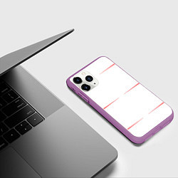Чехол iPhone 11 Pro матовый Color white red stripes, цвет: 3D-фиолетовый — фото 2