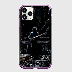 Чехол iPhone 11 Pro матовый Линейный силуэт музыканта, цвет: 3D-фиолетовый