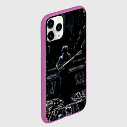 Чехол iPhone 11 Pro матовый Линейный силуэт музыканта, цвет: 3D-фиолетовый — фото 2