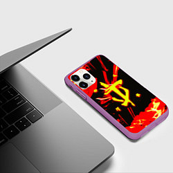 Чехол iPhone 11 Pro матовый Doom огненный, цвет: 3D-фиолетовый — фото 2