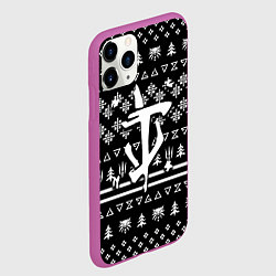 Чехол iPhone 11 Pro матовый Doom x witcher pattern, цвет: 3D-фиолетовый — фото 2