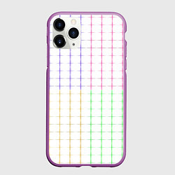 Чехол iPhone 11 Pro матовый Color white multicolored stripes, цвет: 3D-фиолетовый