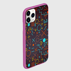 Чехол iPhone 11 Pro матовый Different shapes of geometry, цвет: 3D-фиолетовый — фото 2