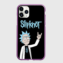Чехол iPhone 11 Pro матовый Slipknot и Рик Санчес из Рик и Морти, цвет: 3D-фиолетовый