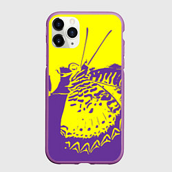 Чехол iPhone 11 Pro матовый Бабочка-абстракция, цвет: 3D-фиолетовый