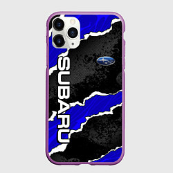 Чехол iPhone 11 Pro матовый Subaru - синий разрыв, цвет: 3D-фиолетовый