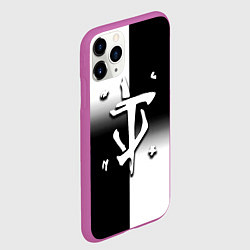 Чехол iPhone 11 Pro матовый Doom black geometry, цвет: 3D-фиолетовый — фото 2